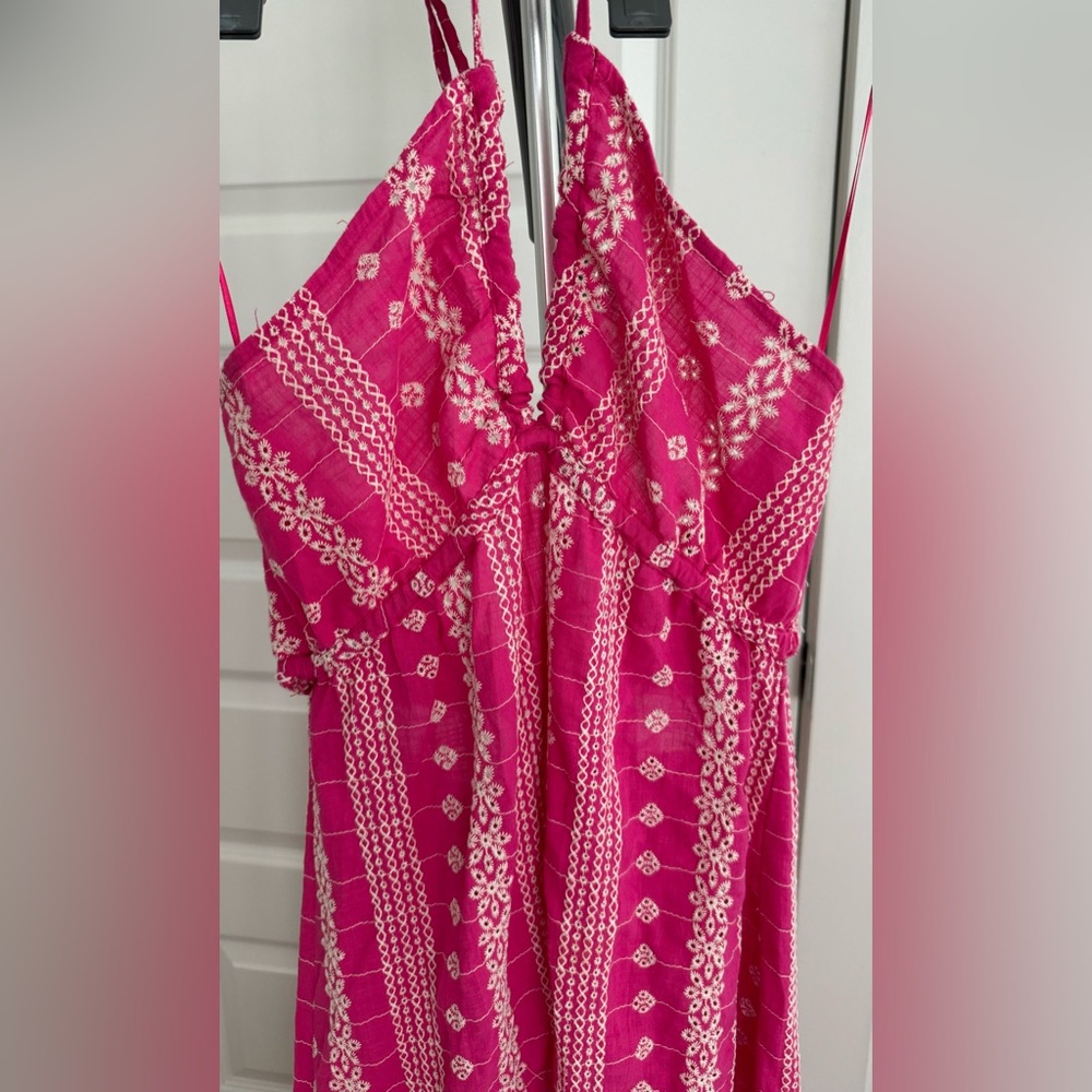 Zara limited edition openwork work embroidered cotton halter midi dress - Picture 15 of 16